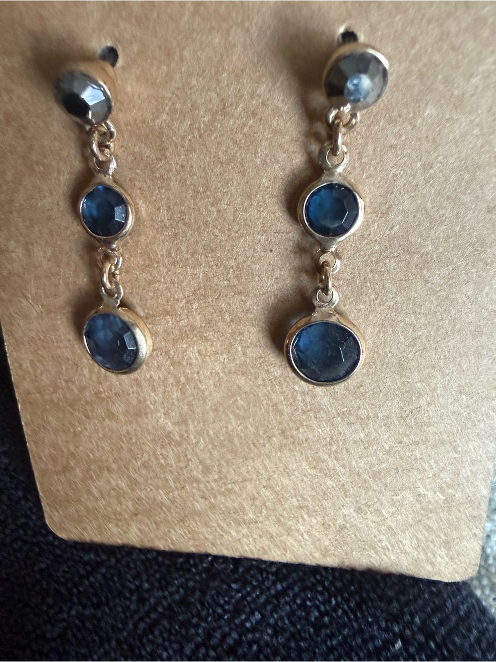 Silver post back Drop Earrings with Blue Stones